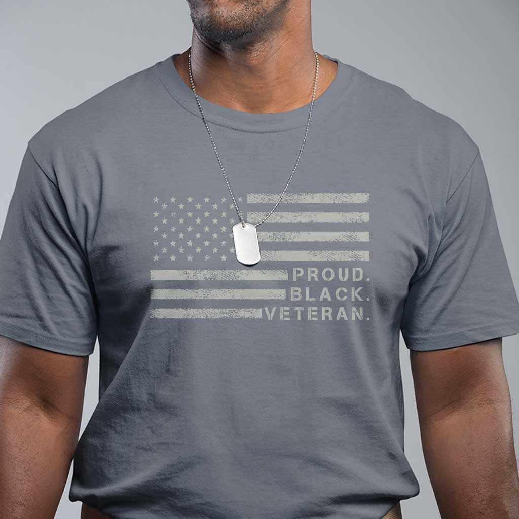 Proud Black Veteran T Shirt Veterans Day Proud Vintage American Flag Military - Wonder Print Shop
