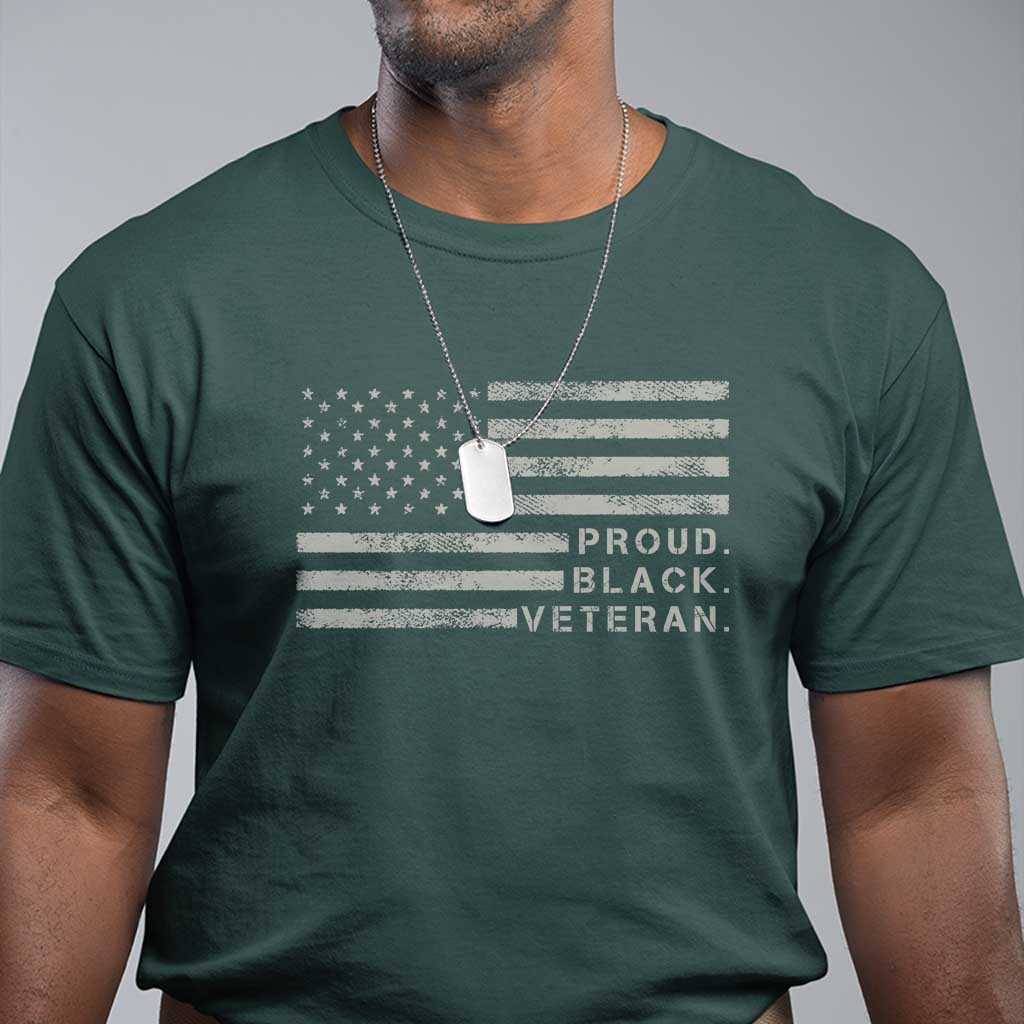 Proud Black Veteran T Shirt Veterans Day Proud Vintage American Flag Military - Wonder Print Shop