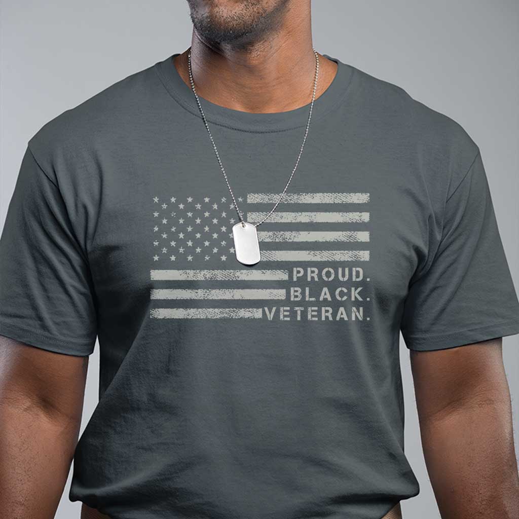 Proud Black Veteran T Shirt Veterans Day Proud Vintage American Flag Military - Wonder Print Shop