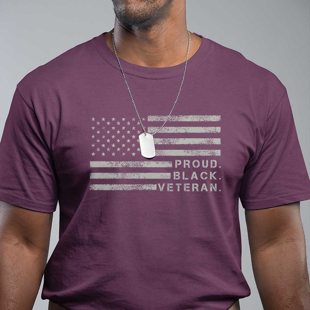 Proud Black Veteran T Shirt Veterans Day Proud Vintage American Flag Military - Wonder Print Shop