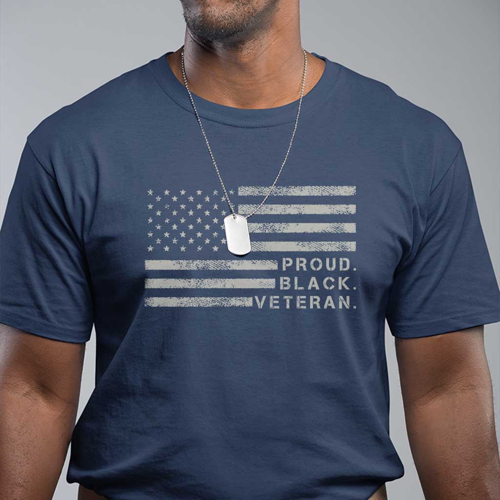Proud Black Veteran T Shirt Veterans Day Proud Vintage American Flag Military - Wonder Print Shop