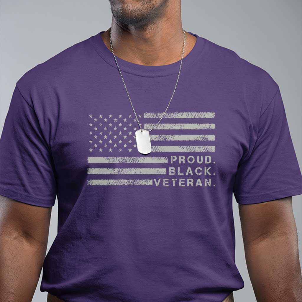Proud Black Veteran T Shirt Veterans Day Proud Vintage American Flag Military - Wonder Print Shop