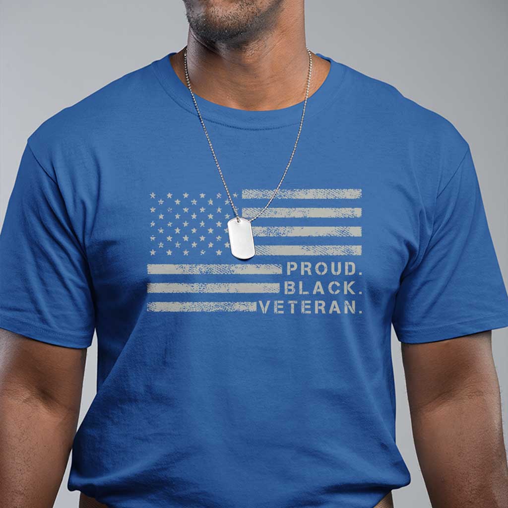 Proud Black Veteran T Shirt Veterans Day Proud Vintage American Flag Military - Wonder Print Shop