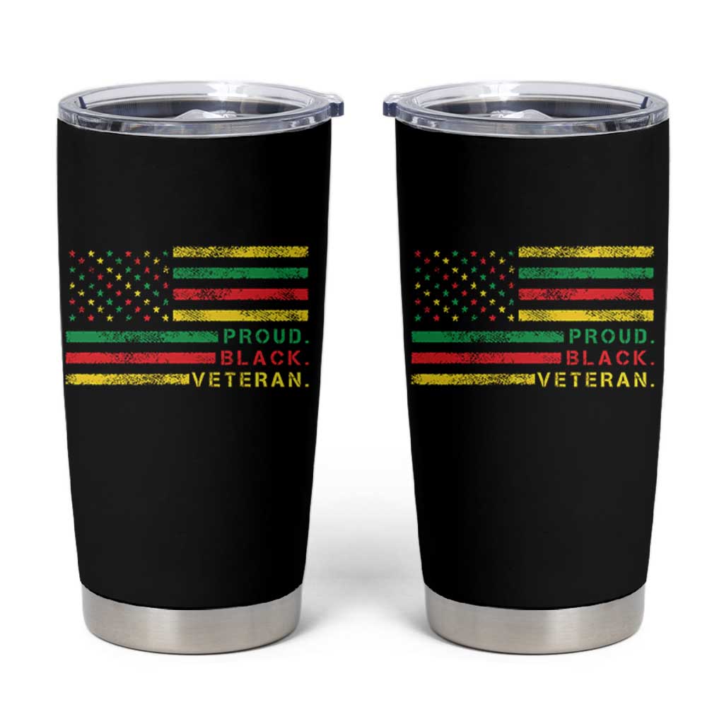 Proud Black Veteran Tumbler Cup Veterans Day Proud Military American Flag