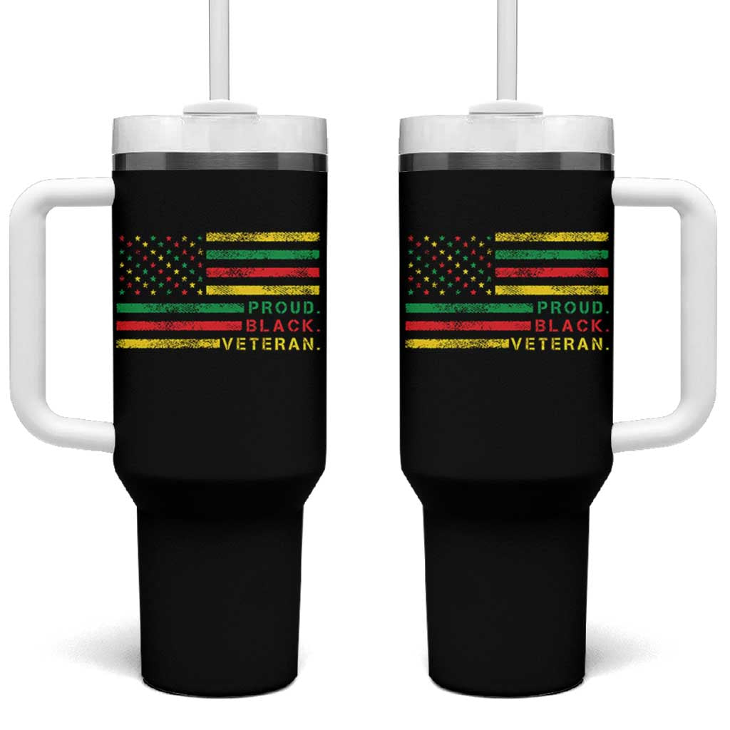 Proud Black Veteran Tumbler With Handle Veterans Day Proud Military American Flag