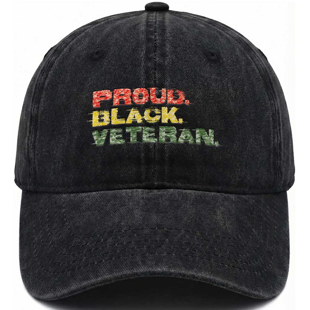 Proud Black Veteran Washed Cotton Baseball Cap Veterans Day Proud Military Camouflage