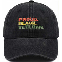 Proud Black Veteran Washed Cotton Baseball Cap Veterans Day Proud Military Camouflage