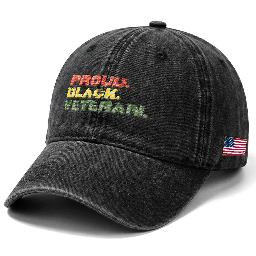 Proud Black Veteran Washed Cotton Baseball Cap Veterans Day Proud Military Camouflage