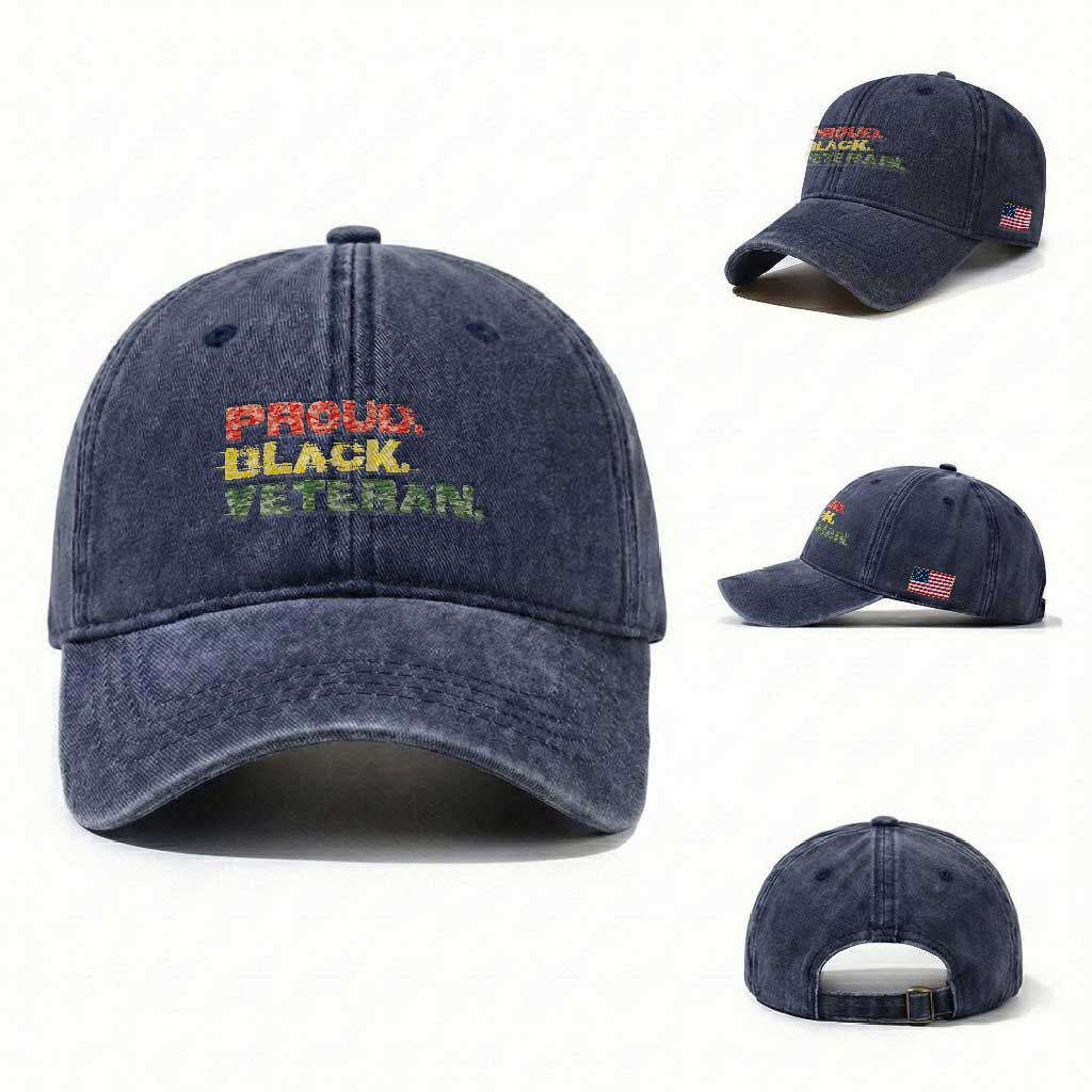 Proud Black Veteran Washed Cotton Baseball Cap Veterans Day Proud Military Camouflage