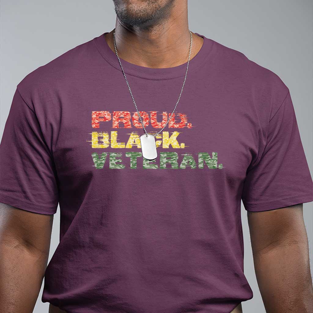 Proud Black Veteran T Shirt Veterans Day Proud Military Camouflage - Wonder Print Shop