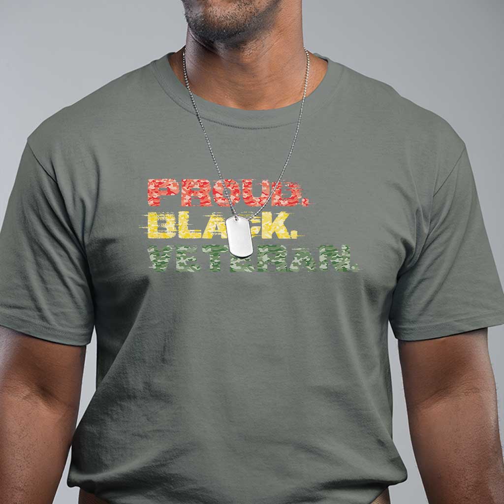 Proud Black Veteran T Shirt Veterans Day Proud Military Camouflage - Wonder Print Shop