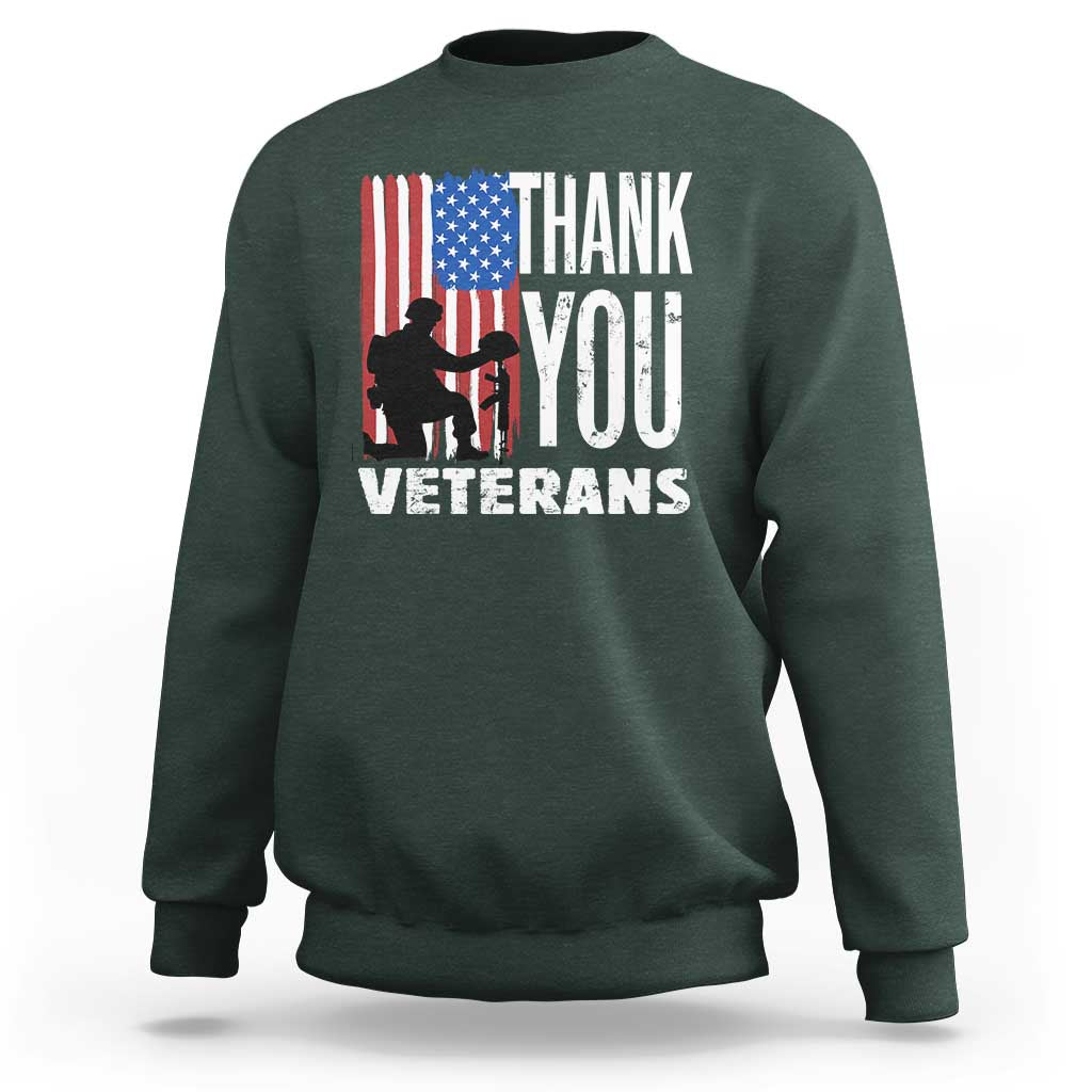 Thank You Veterans Sweatshirt American Flag Veterans Day - Wonder Print Shop