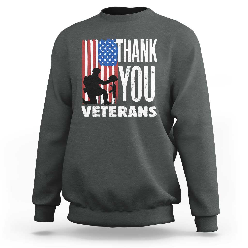Thank You Veterans Sweatshirt American Flag Veterans Day - Wonder Print Shop