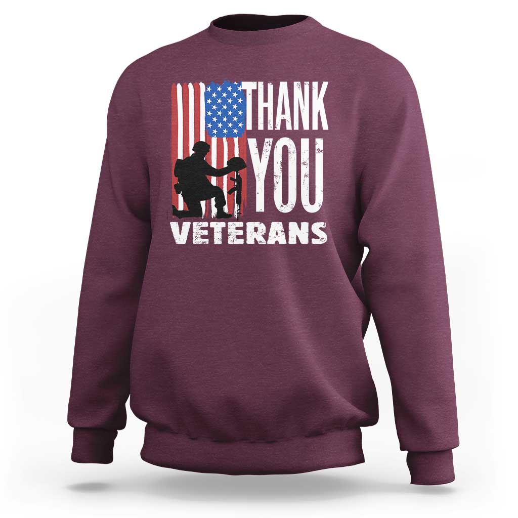 Thank You Veterans Sweatshirt American Flag Veterans Day - Wonder Print Shop