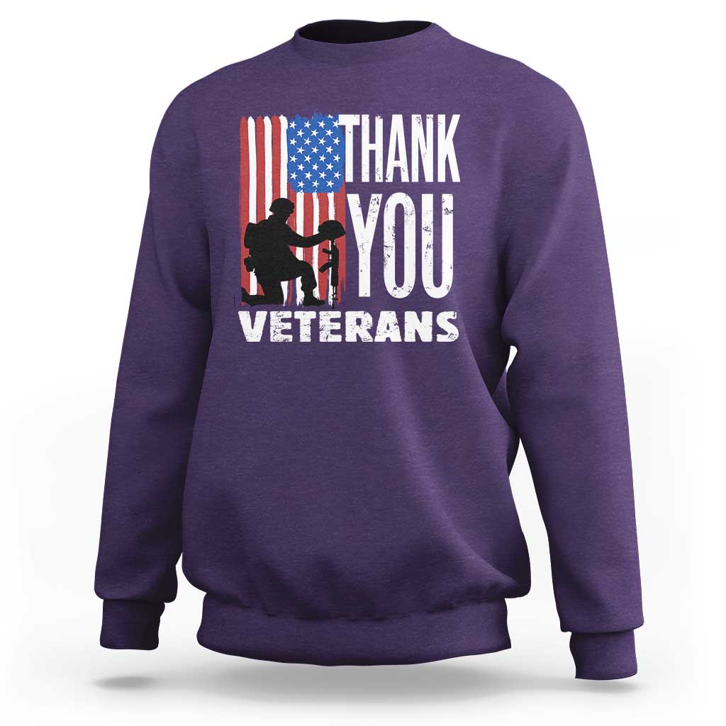 Thank You Veterans Sweatshirt American Flag Veterans Day - Wonder Print Shop