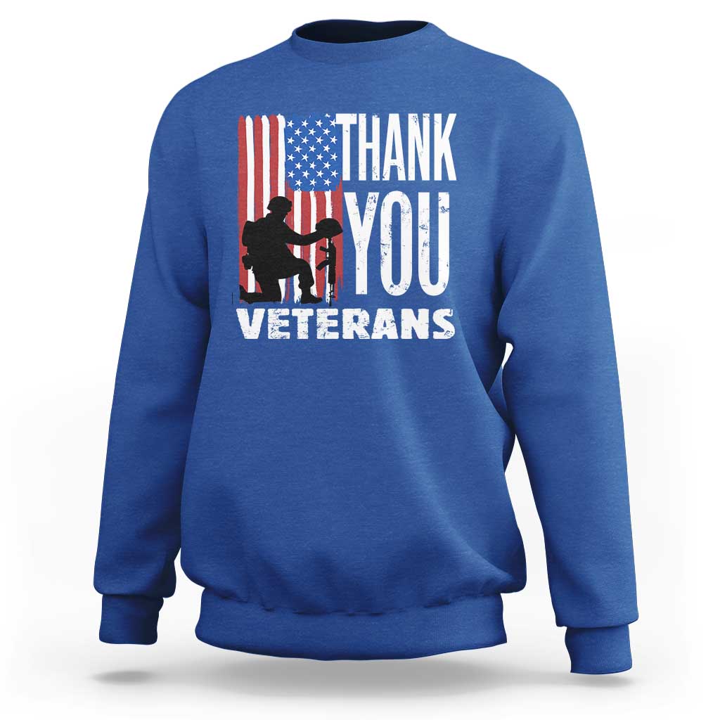 Thank You Veterans Sweatshirt American Flag Veterans Day - Wonder Print Shop