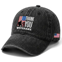 Thank You Veterans Washed Cotton Baseball Cap American Flag Veterans Day
