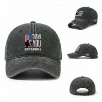 Thank You Veterans Washed Cotton Baseball Cap American Flag Veterans Day