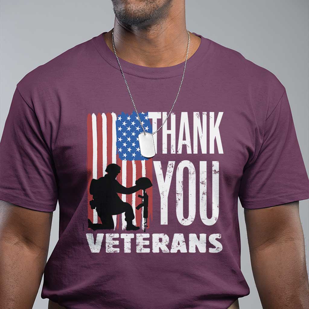 Thank You Veterans T Shirt American Flag Veterans Day - Wonder Print Shop