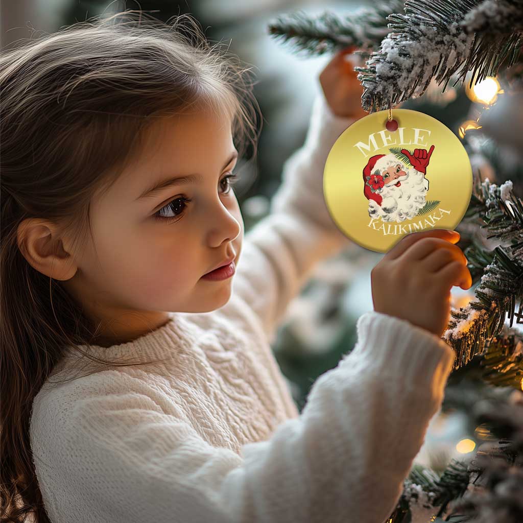 Xmas In Hawaii Christmas Ornament Mele Kalikimaka Retro Santa Shaka Aloha - Wonder Print Shop