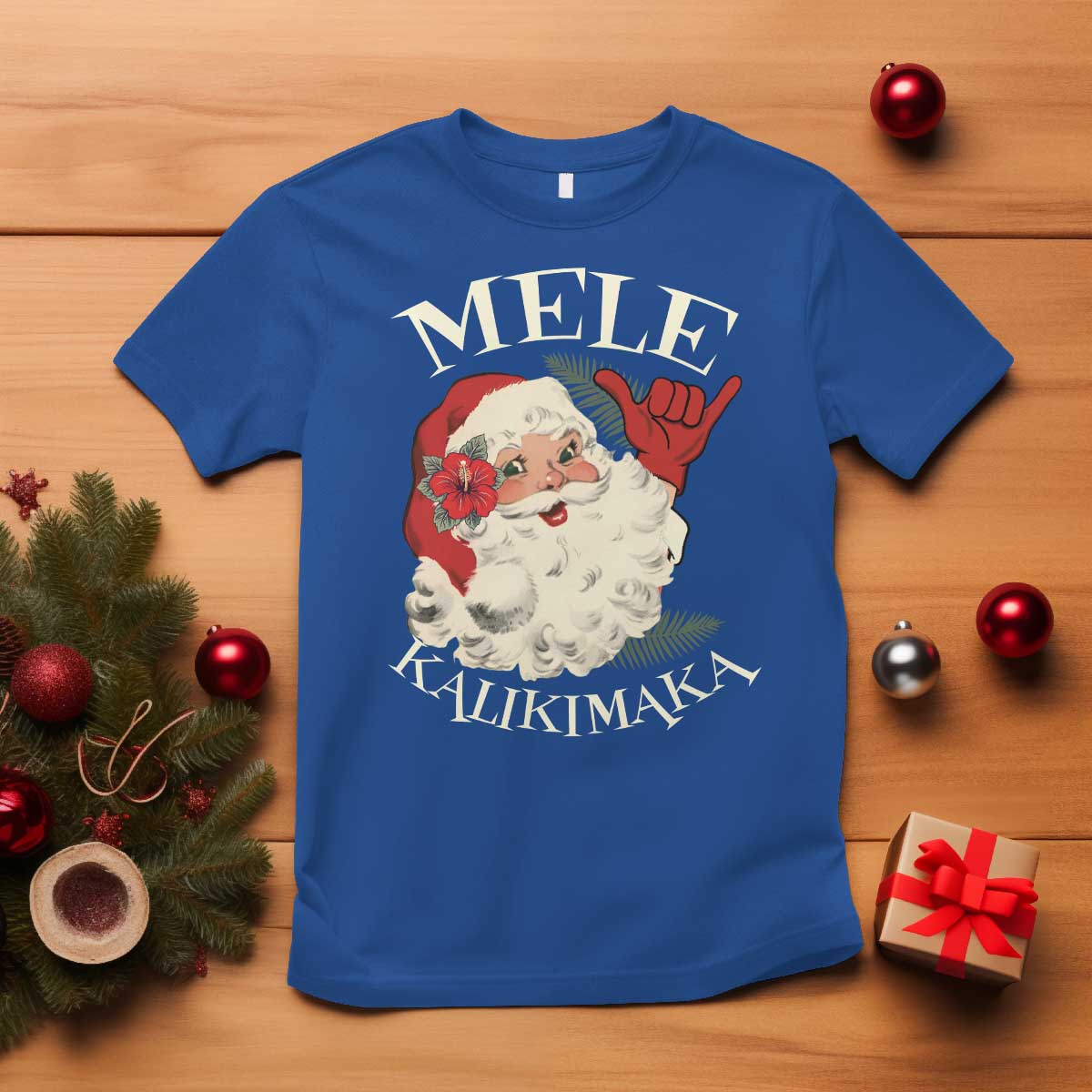 Christmas In Hawaii T Shirt Mele Kalikimaka Retro Santa Shaka Aloha Xmas - Wonder Print Shop