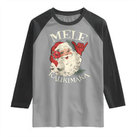 Christmas In Hawaii Raglan Shirt Mele Kalikimaka Retro Santa Shaka Aloha Xmas - Wonder Print Shop