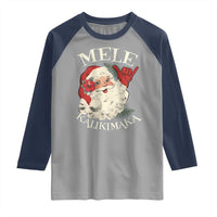Christmas In Hawaii Raglan Shirt Mele Kalikimaka Retro Santa Shaka Aloha Xmas - Wonder Print Shop