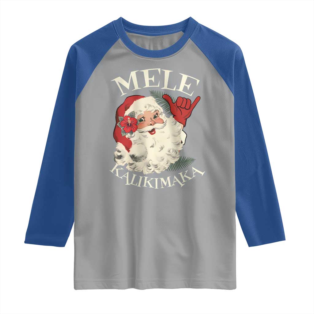 Christmas In Hawaii Raglan Shirt Mele Kalikimaka Retro Santa Shaka Aloha Xmas - Wonder Print Shop