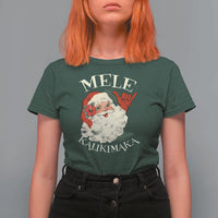 Christmas In Hawaii T Shirt For Women Mele Kalikimaka Retro Santa Shaka Aloha Xmas - Wonder Print Shop
