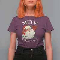 Christmas In Hawaii T Shirt For Women Mele Kalikimaka Retro Santa Shaka Aloha Xmas - Wonder Print Shop