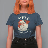 Christmas In Hawaii T Shirt For Women Mele Kalikimaka Retro Santa Shaka Aloha Xmas - Wonder Print Shop