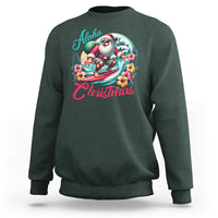 Xmas In Hawaii Sweatshirt Aloha Christmas Santa Surfing Hibiscus Flower - Wonder Print Shop