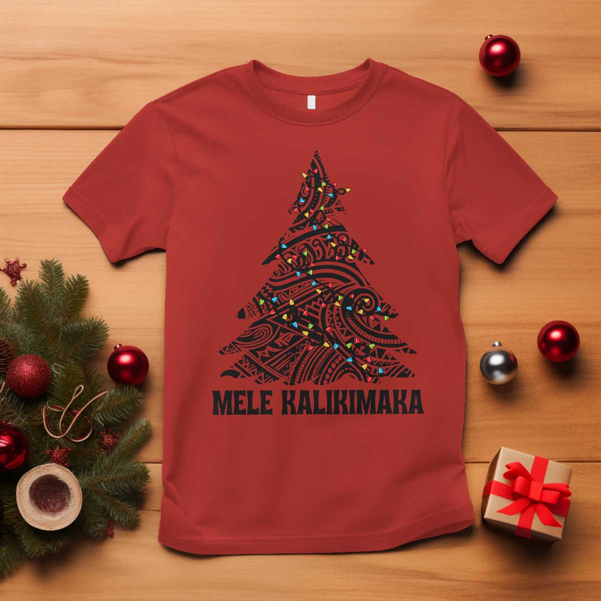 Christmas In Hawaii T Shirt Mele Kalikimaka Christmas Tree Kakau Tattoo - Wonder Print Shop