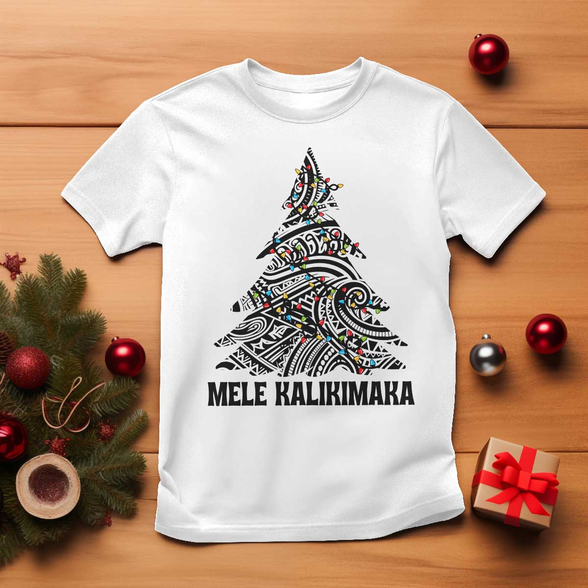 Christmas In Hawaii T Shirt Mele Kalikimaka Christmas Tree Kakau Tattoo - Wonder Print Shop