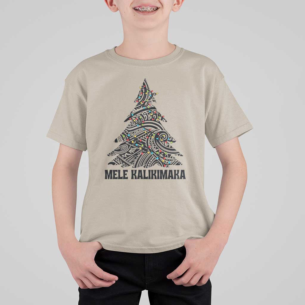 Christmas In Hawaii T Shirt For Kid Mele Kalikimaka Christmas Tree Kakau Tattoo - Wonder Print Shop