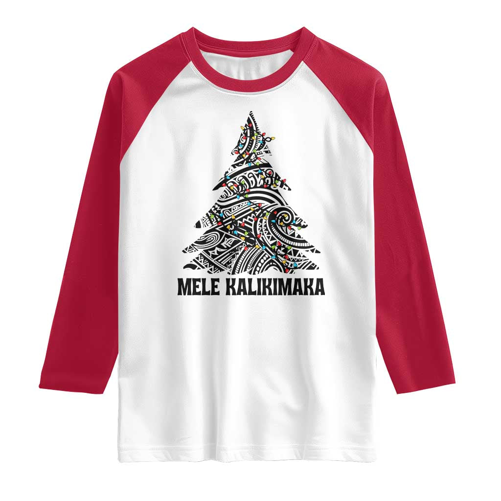 Christmas In Hawaii Raglan Shirt Mele Kalikimaka Christmas Tree Kakau Tattoo