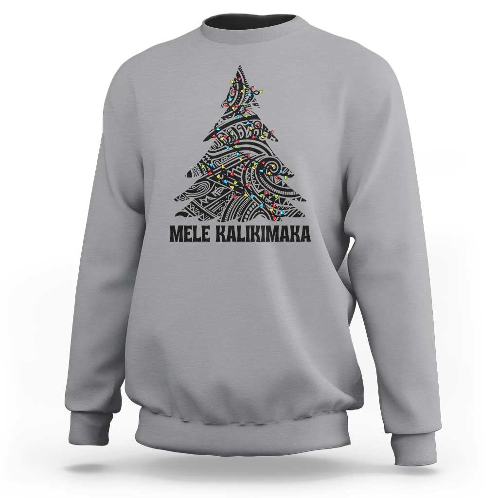 Christmas In Hawaii Sweatshirt Mele Kalikimaka Christmas Tree Kakau Tattoo - Wonder Print Shop