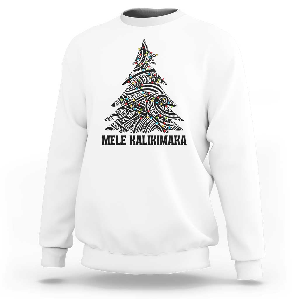 Christmas In Hawaii Sweatshirt Mele Kalikimaka Christmas Tree Kakau Tattoo - Wonder Print Shop