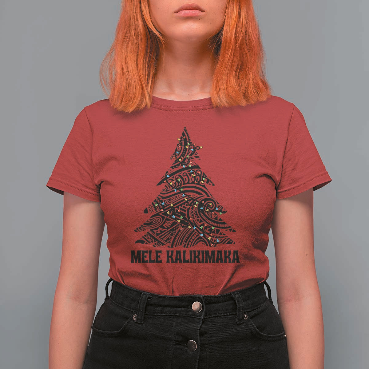 Christmas In Hawaii T Shirt For Women Mele Kalikimaka Christmas Tree Kakau Tattoo - Wonder Print Shop
