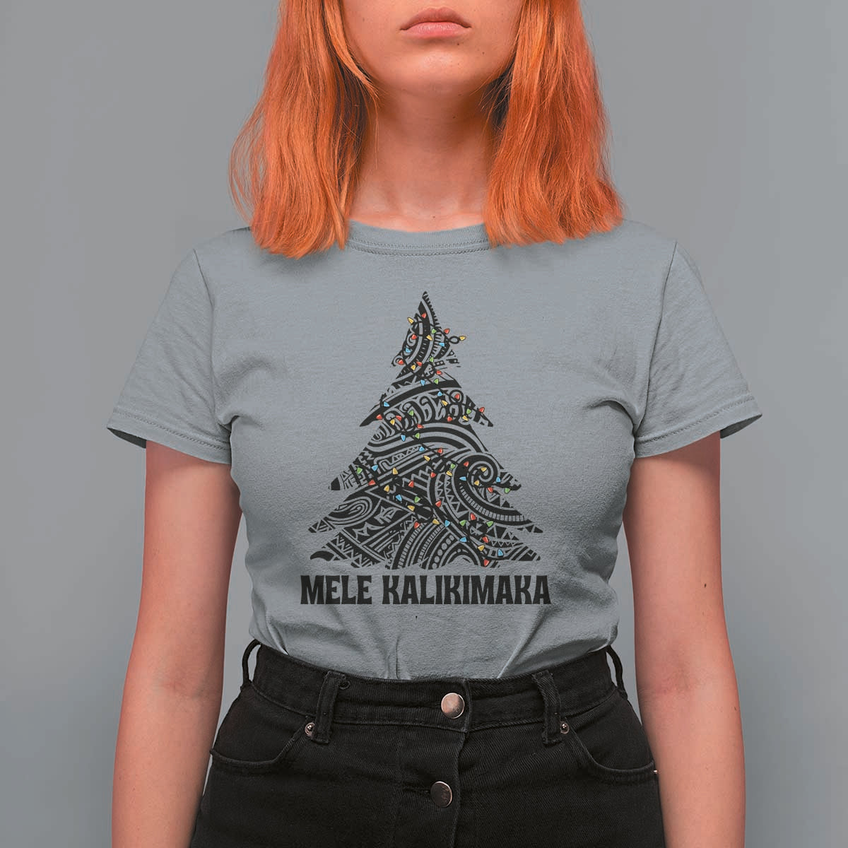 Christmas In Hawaii T Shirt For Women Mele Kalikimaka Christmas Tree Kakau Tattoo - Wonder Print Shop