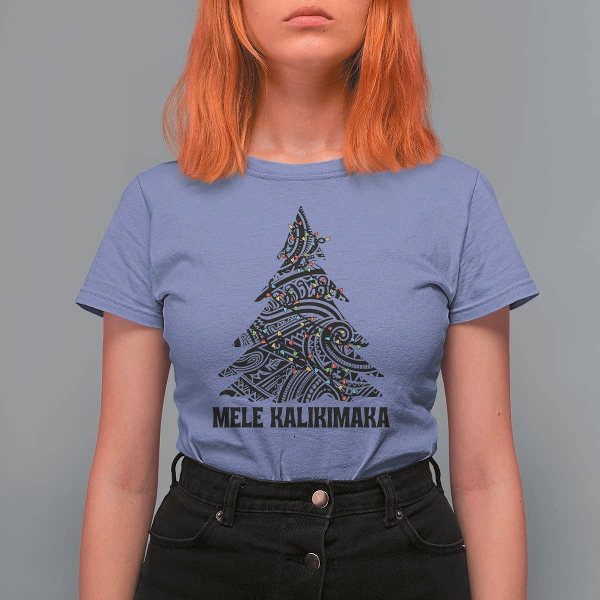 Christmas In Hawaii T Shirt For Women Mele Kalikimaka Christmas Tree Kakau Tattoo - Wonder Print Shop