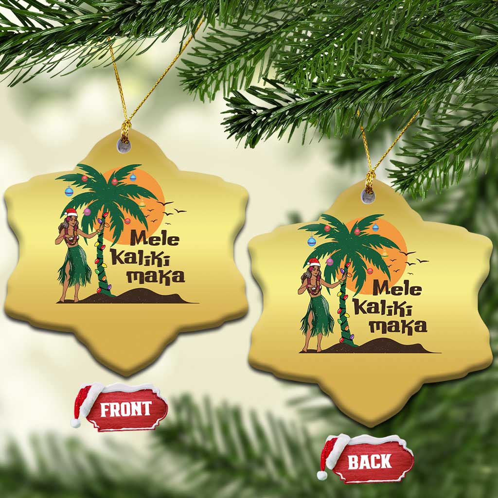 Xmas In Hawaii Christmas Ornament Mele Kalikimaka Retro Hula Girls Santa Hat - Wonder Print Shop