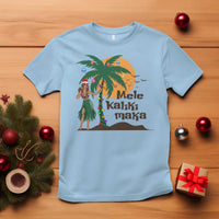 Christmas In Hawaii T Shirt Mele Kalikimaka Retro Hula Girls Santa Hat Xmas - Wonder Print Shop
