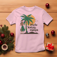 Christmas In Hawaii T Shirt Mele Kalikimaka Retro Hula Girls Santa Hat Xmas - Wonder Print Shop