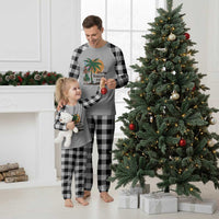 Xmas In Hawaii Plaid Pajama Set Mele Kalikimaka Retro Hula Girls Santa Hat - Wonder Print Shop