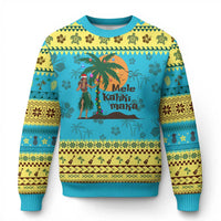 Xmas In Hawaii Ugly Christmas Sweater Mele Kalikimaka Retro Hula Girls Santa Hat - Wonder Print Shop
