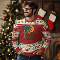 Xmas In Hawaii Ugly Christmas Sweater Mele Kalikimaka Retro Hula Girls Santa Hat - Wonder Print Shop