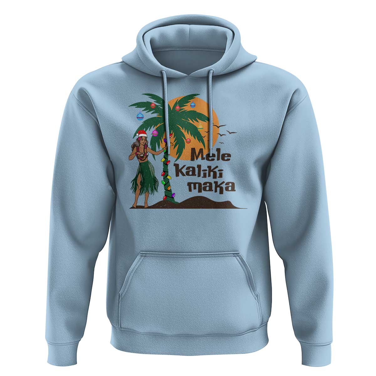 Christmas In Hawaii Hoodie Mele Kalikimaka Retro Hula Girls Santa Hat Xmas