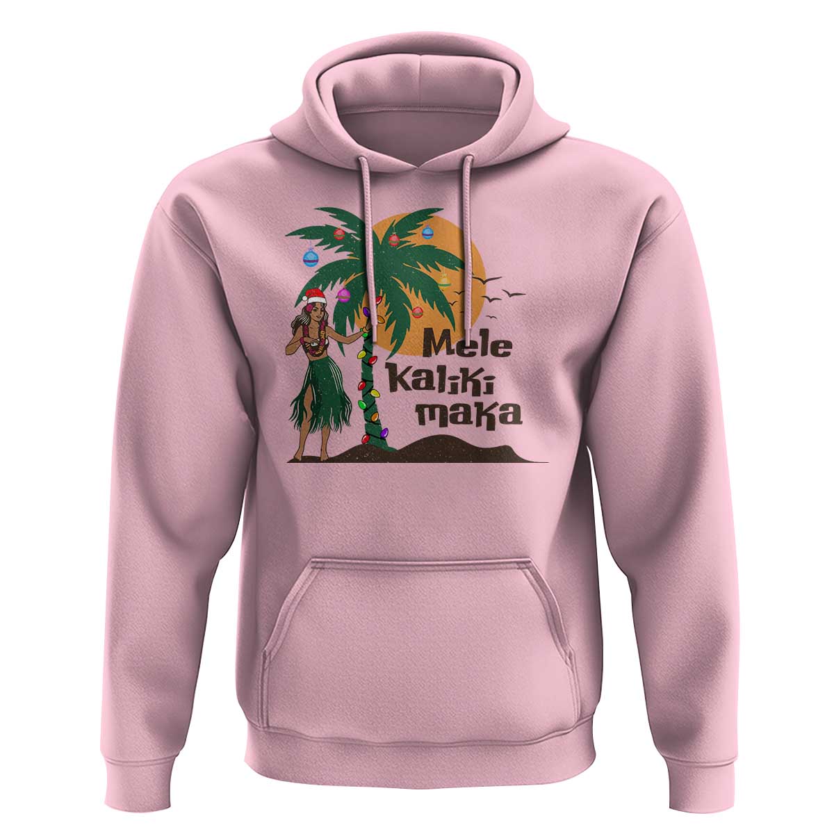 Christmas In Hawaii Hoodie Mele Kalikimaka Retro Hula Girls Santa Hat Xmas
