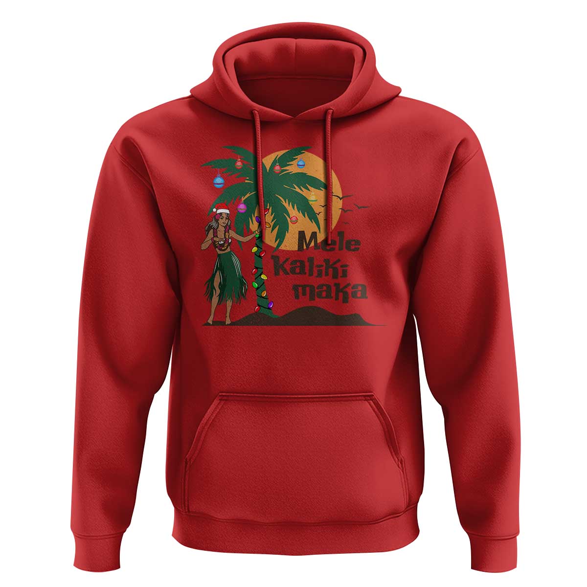 Christmas In Hawaii Hoodie Mele Kalikimaka Retro Hula Girls Santa Hat Xmas